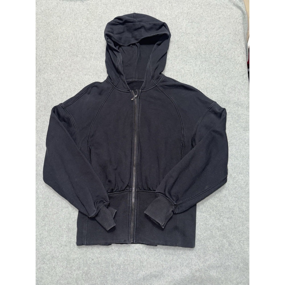 Lululemon Black Full Zip Balloon Sleeve Hooded Sweater Jacket 6